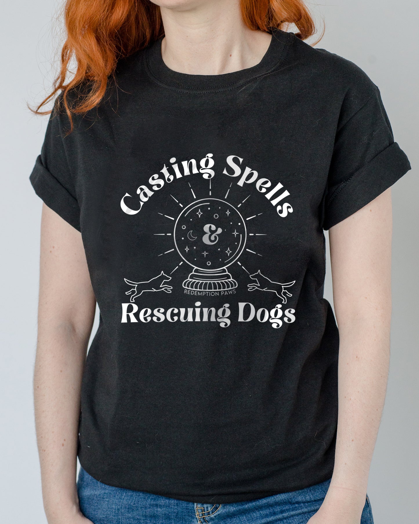 Casting Spells and Rescuing Dogs Crystal Ball T-Shirt